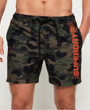 Superdry State Volley Férfi Fürdőruha Olivazöld/Camo | WAZQY4897